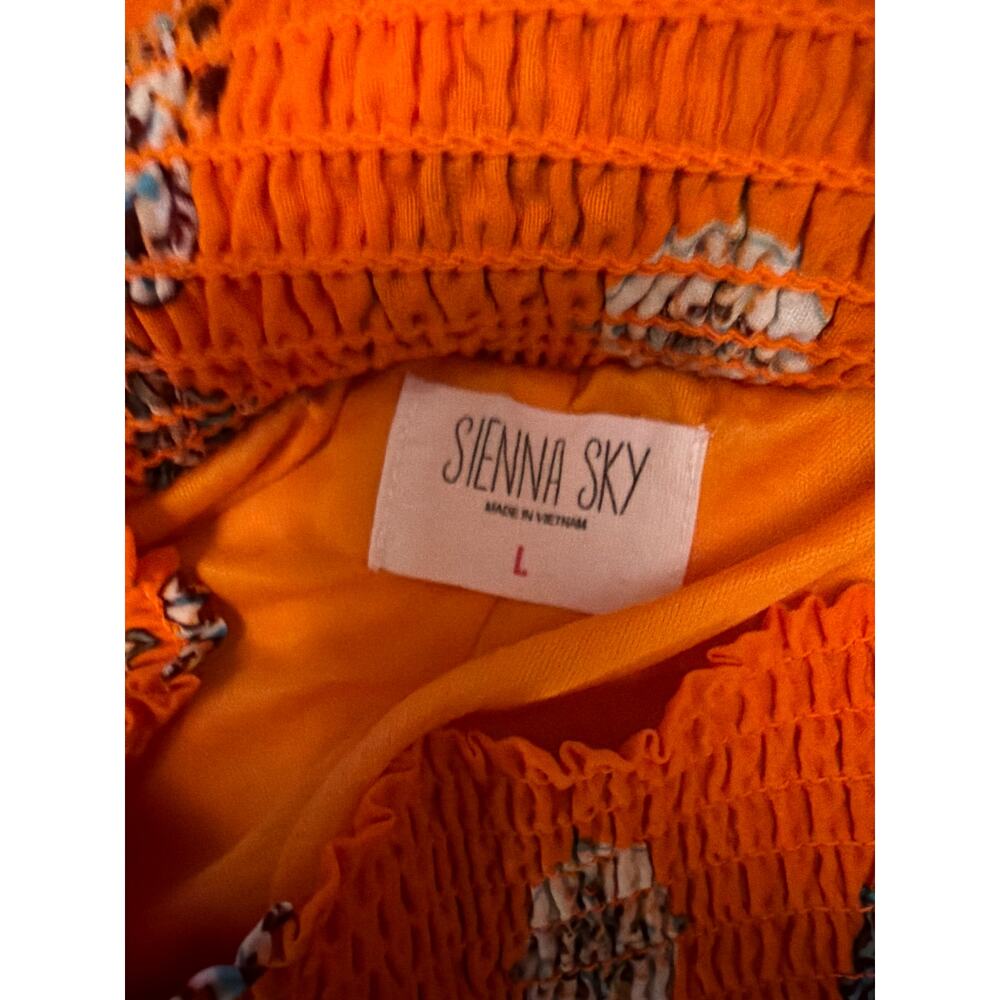 Sienna Sky NWOT Orange Boho Medallion Smocked Wide Leg Pants Jumpsuit Size L - Picture 4 of 4